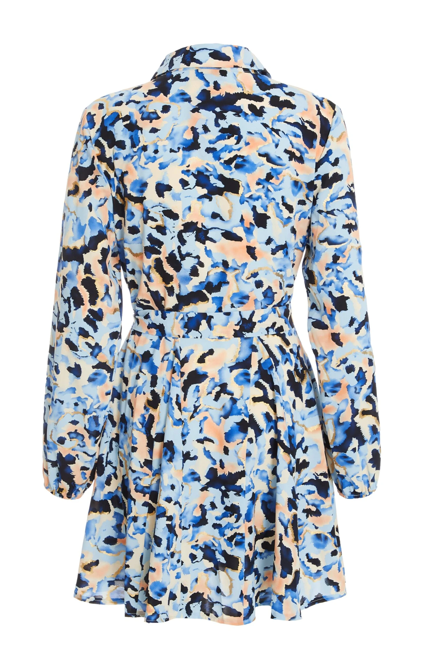 Blue Smudge Print Mini Shirt Dress 5 Blue Smudge Print Mini Shirt Dress - Image 5