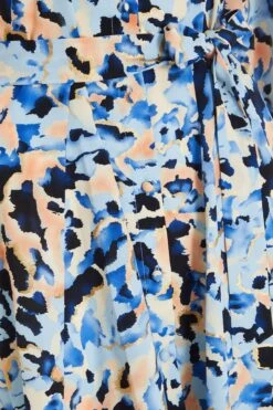 Blue Smudge Print Mini Shirt Dress 11 Blue Smudge Print Mini Shirt Dress -Women Clothing Sales Store 00100036686 ZS