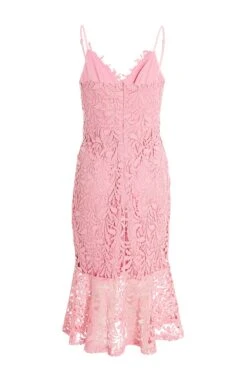 Pink Lace Fishtail Midi Dress -Women Clothing Sales Store 00100036732 ZB