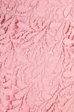 Pink Lace Fishtail Midi Dress -Women Clothing Sales Store 00100036732 ZS