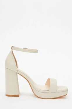 Nude Faux Leather Platform Heeled Sandals -Women Clothing Sales Store 00100036748 ZS