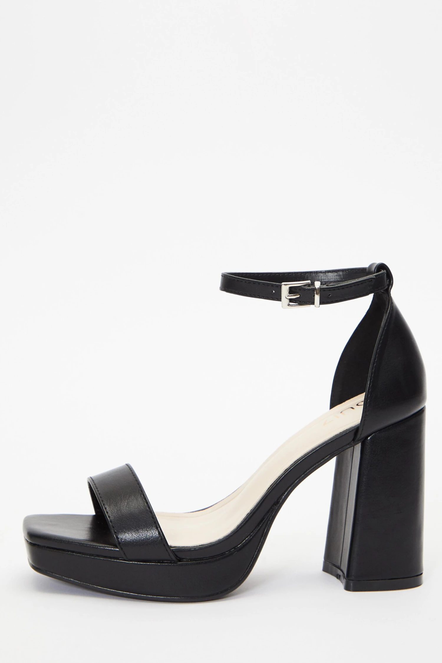 Black Faux Leather Platform Heeled Sandals 1 Black Faux Leather Platform Heeled Sandals