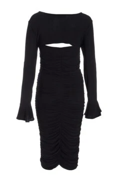 Black Knot Ruched Bodycon Midi Dress 10 Black Knot Ruched Bodycon Midi Dress -Women Clothing Sales Store 00100036800 ZB