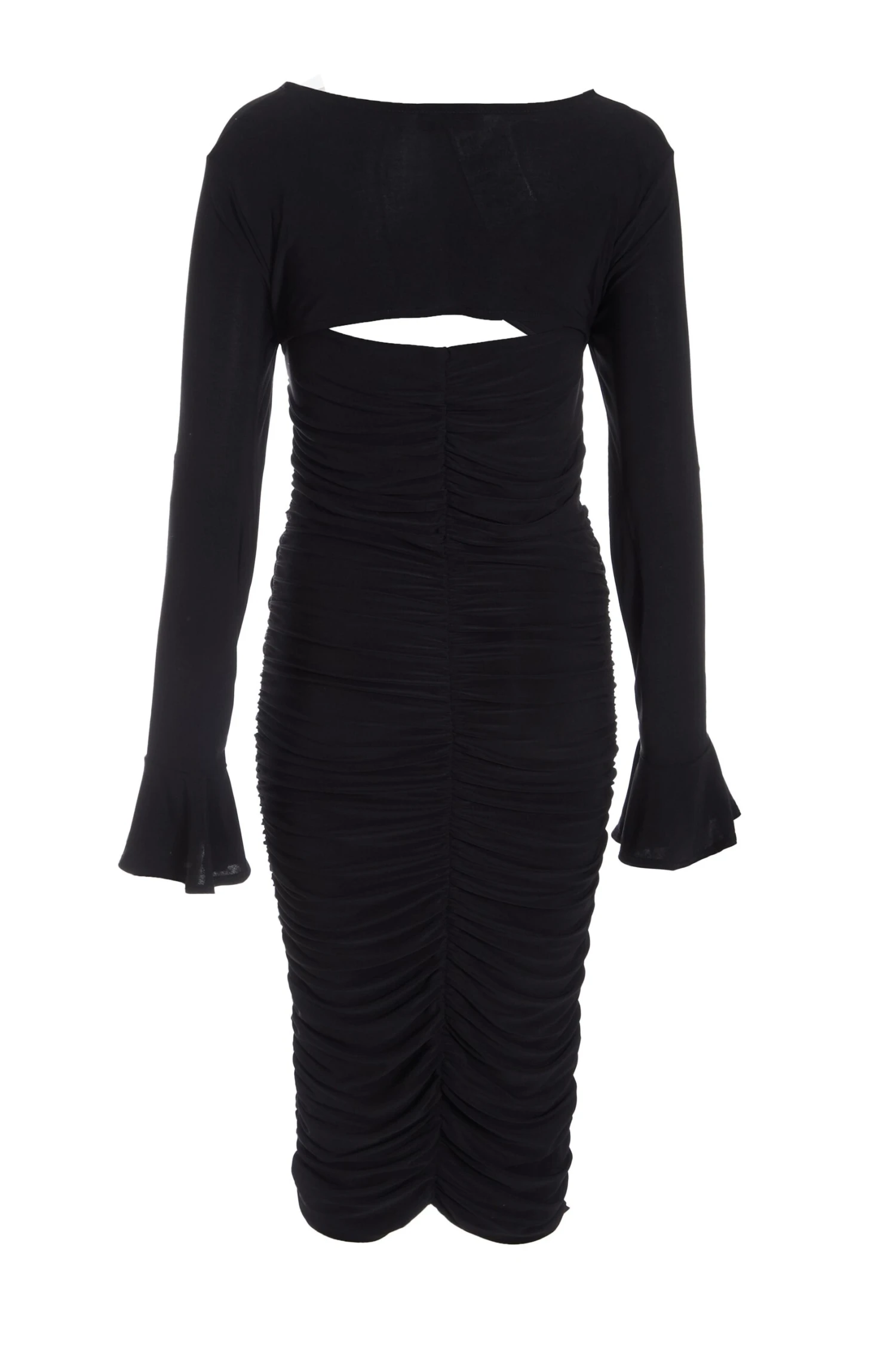 Black Knot Ruched Bodycon Midi Dress 5 Black Knot Ruched Bodycon Midi Dress - Image 5