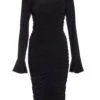 Black Knot Ruched Bodycon Midi Dress 13 Black Knot Ruched Bodycon Midi Dress -Women Clothing Sales Store 00100036800 ZM
