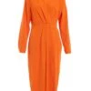 Orange Shirt Midi Dress -Women Clothing Sales Store 00100036821 ZM