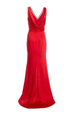 Red Satin Maxi Dress 10 Red Satin Maxi Dress -Women Clothing Sales Store 00100036826 ZB