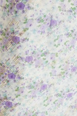 White Floral Cold Shoulder Wrap Midi Dress -Women Clothing Sales Store 00100036831 ZS