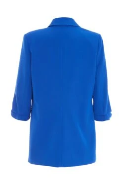 Royal Blue Ruched Tailored Blazer -Women Clothing Sales Store 00100036857 ZB