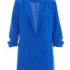 Royal Blue Ruched Tailored Blazer -Women Clothing Sales Store 00100036857 ZM