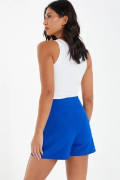 Royal Blue Button Tailored Shorts 8 Royal Blue Button Tailored Shorts -Women Clothing Sales Store 00100036858 XB