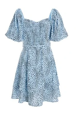 Blue Animal Print Skater Dress 10 Blue Animal Print Skater Dress -Women Clothing Sales Store 00100036863 ZB