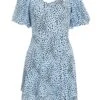 Blue Animal Print Skater Dress -Women Clothing Sales Store 00100036863 ZM