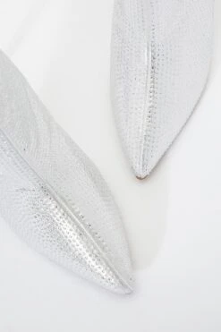 Silver Diamante Ankle Heeled Boots -Women Clothing Sales Store 00100036890 ZB