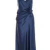 Navy Satin Wrap Floral Midi Dress -Women Clothing Sales Store 00100036916 ZM