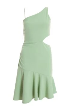 Sage Diamante One Shoulder Mini Dress -Women Clothing Sales Store 00100036924 ZM