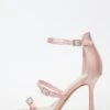 Pink Satin Strappy Buckle Heeled Sandals