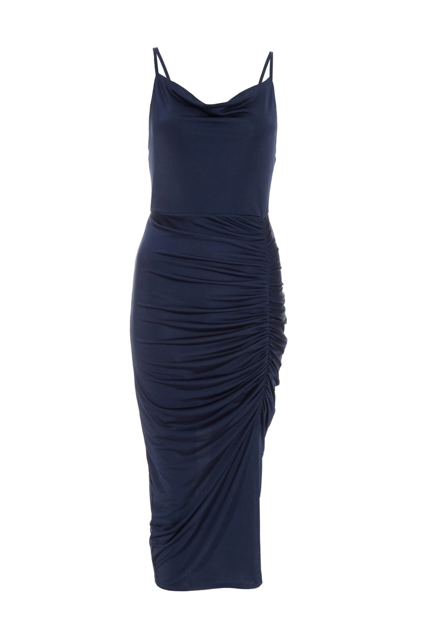 Navy Ruched Bodycon Midi Dress 1 Navy Ruched Bodycon Midi Dress