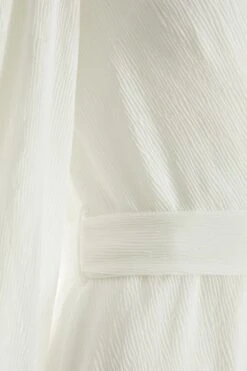 White Chiffon Crinkle Wrap Midi Dress -Women Clothing Sales Store 00100037029 ZS