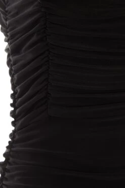 Black Tie Front Ruched Bodycon Mini Dress -Women Clothing Sales Store 00100037045 ZS