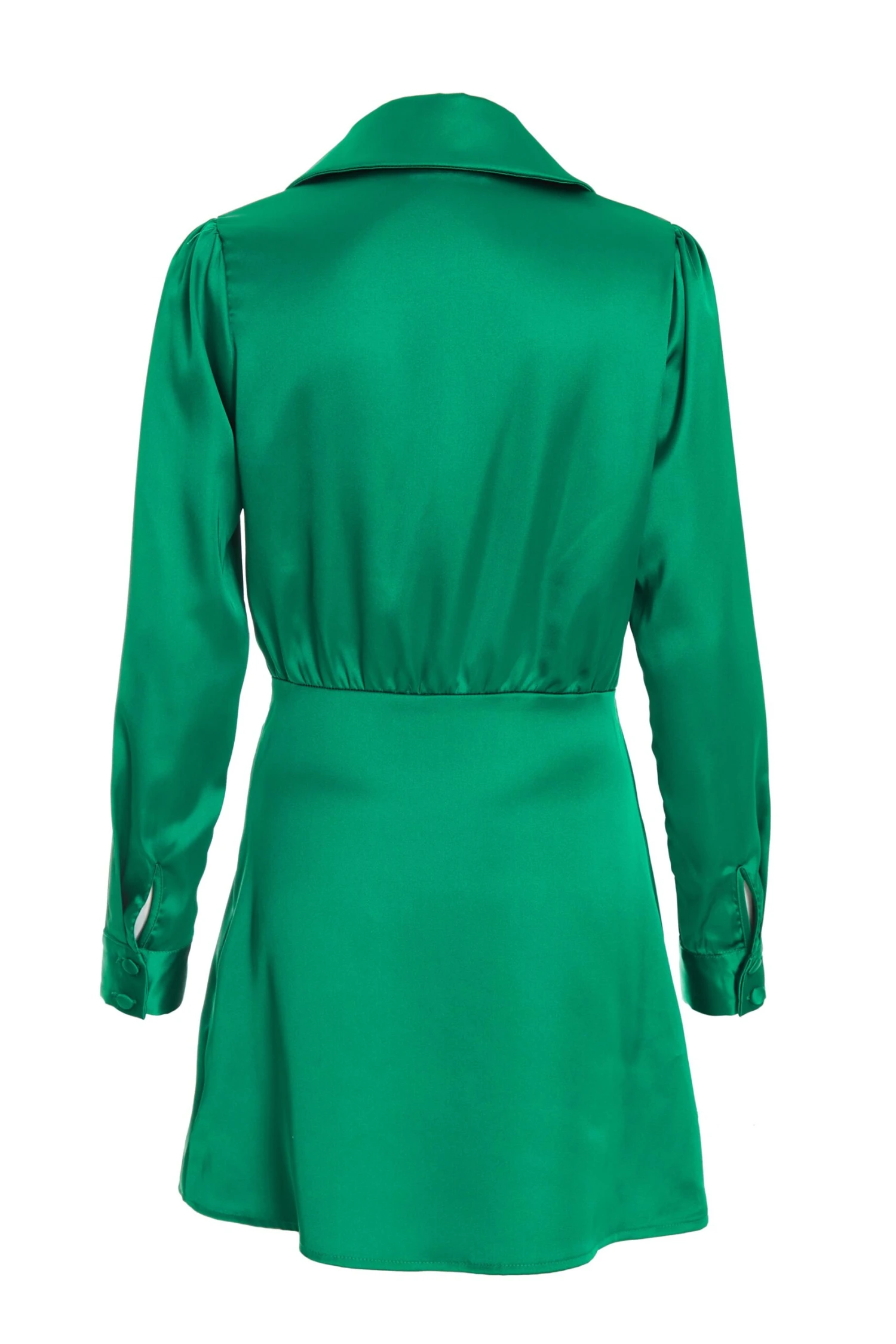 Green Satin Button Mini Shirt Dress 5 Green Satin Button Mini Shirt Dress - Image 5