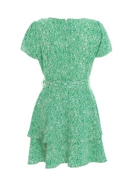 Green Polka Dot Wrap Mini Dress 10 Green Polka Dot Wrap Mini Dress -Women Clothing Sales Store 00100037102 ZB