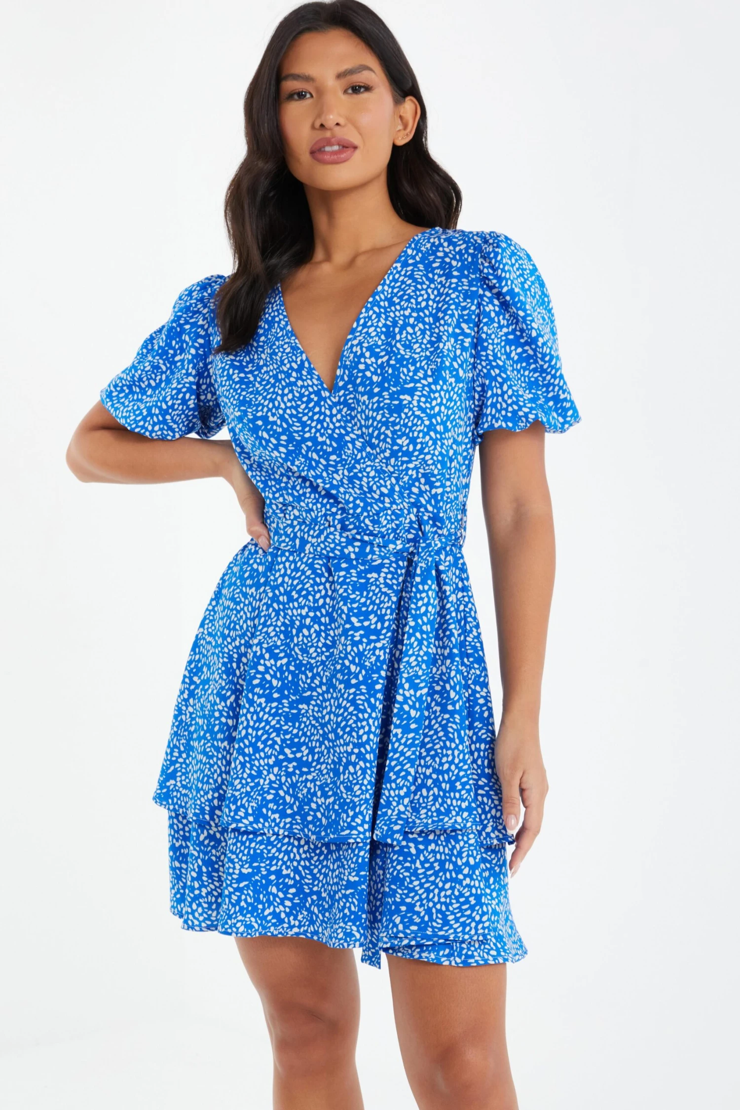 Blue Smudge Animal Print Mini Dress 2 Blue Smudge Animal Print Mini Dress - Image 2