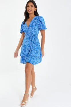 Blue Smudge Animal Print Mini Dress 9 Blue Smudge Animal Print Mini Dress -Women Clothing Sales Store 00100037104 XS