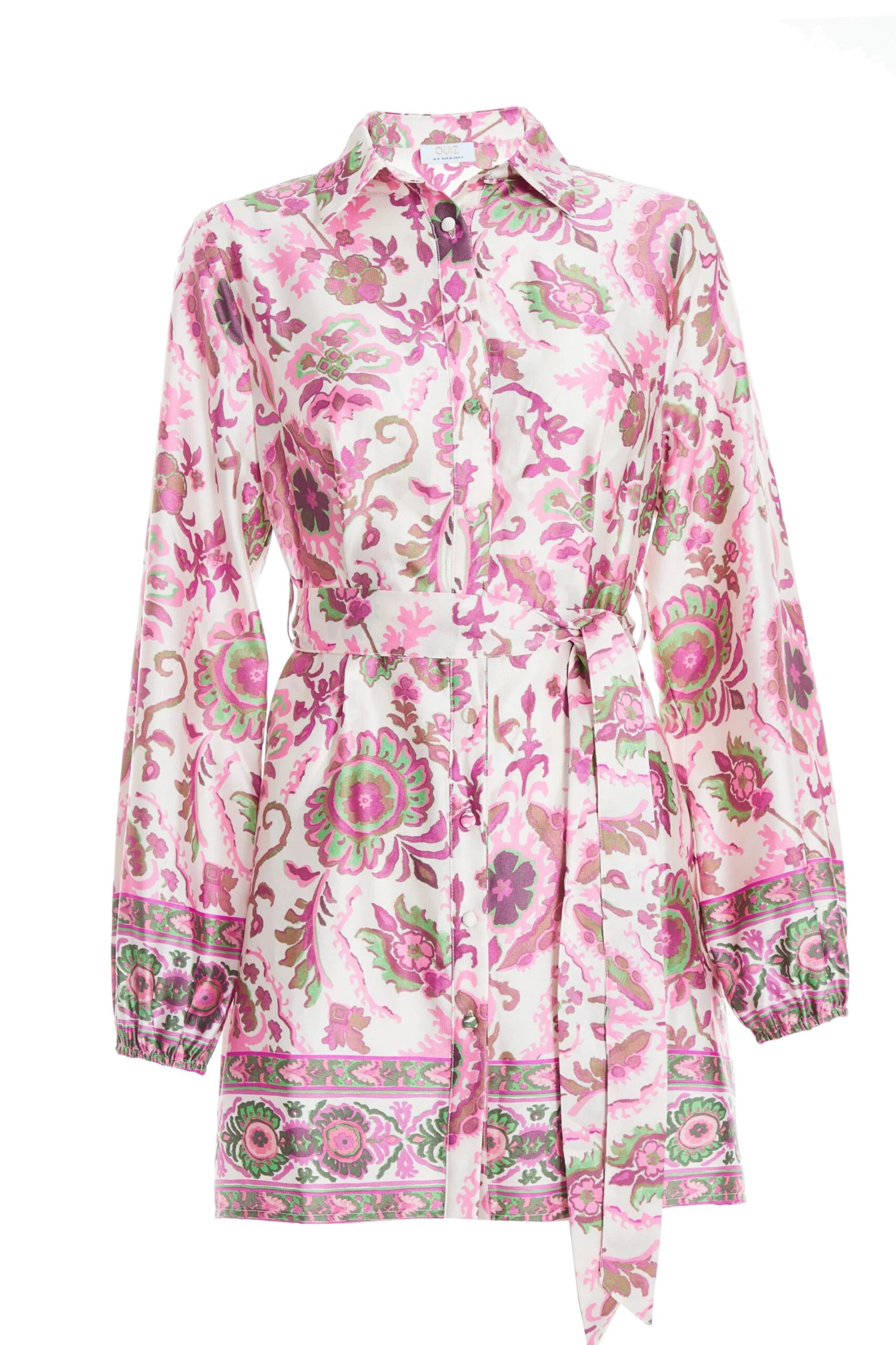 Petite Pink Paisley Print Mini Shirt Dress 1 Petite Pink Paisley Print Mini Shirt Dress
