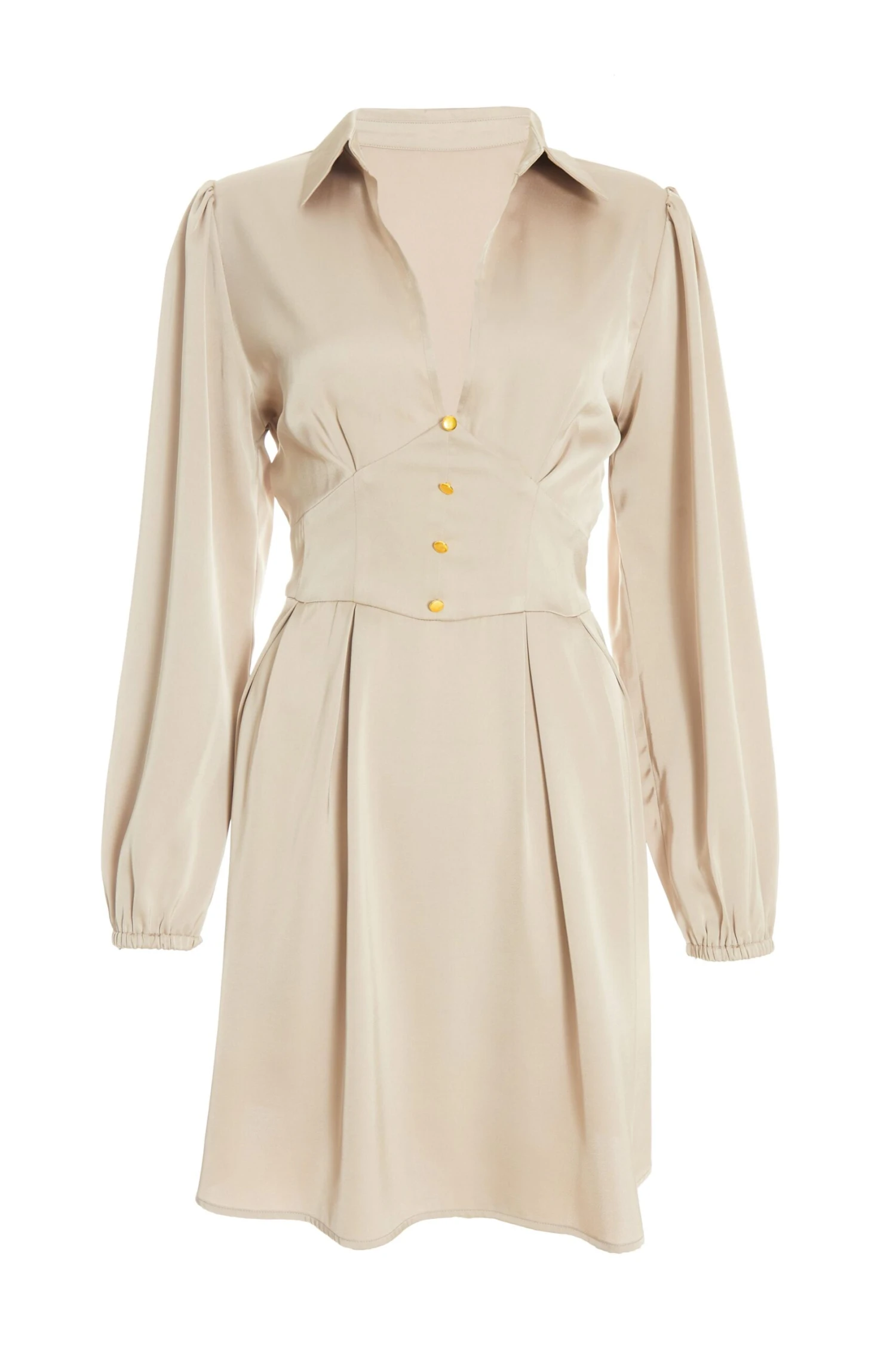 Stone Satin Button Shirt Mini Dress 1 Stone Satin Button Shirt Mini Dress