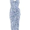 Blue Satin Animal Print Ruched Midi Dress 13 Blue Satin Animal Print Ruched Midi Dress -Women Clothing Sales Store 00100037160 ZM