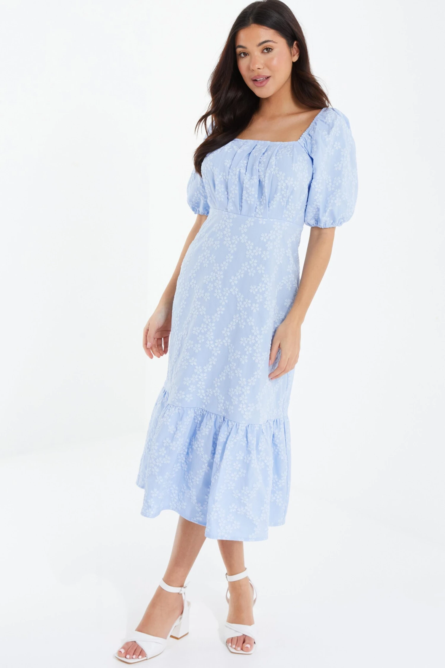 Light Blue Jacquard Midi Dress 1 Light Blue Jacquard Midi Dress
