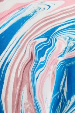 Petite Blue Satin Marble Print Midaxi Dress -Women Clothing Sales Store 00100037193 ZS