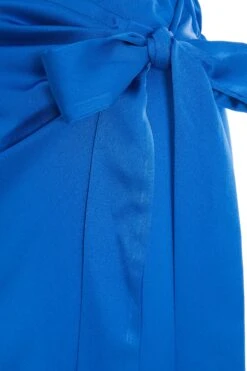 Royal Blue Satin Wrap Midi Skirt -Women Clothing Sales Store 00100037212 ZS
