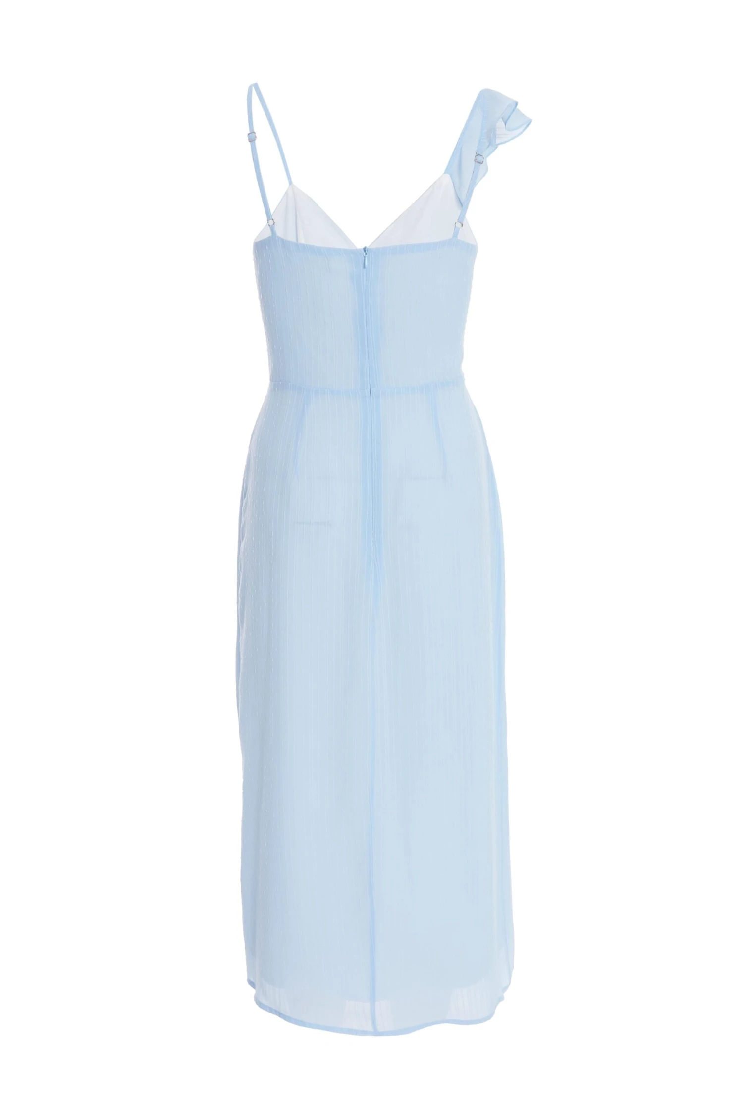 Light Blue Textured Frill Midi Dress 5 Light Blue Textured Frill Midi Dress - Image 5
