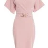 Light Pink Buckle Wrap Midi Dress -Women Clothing Sales Store 00100037309 ZM