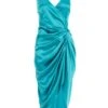 Aqua Wrap Ruched Midi Dress -Women Clothing Sales Store 00100037312 ZM