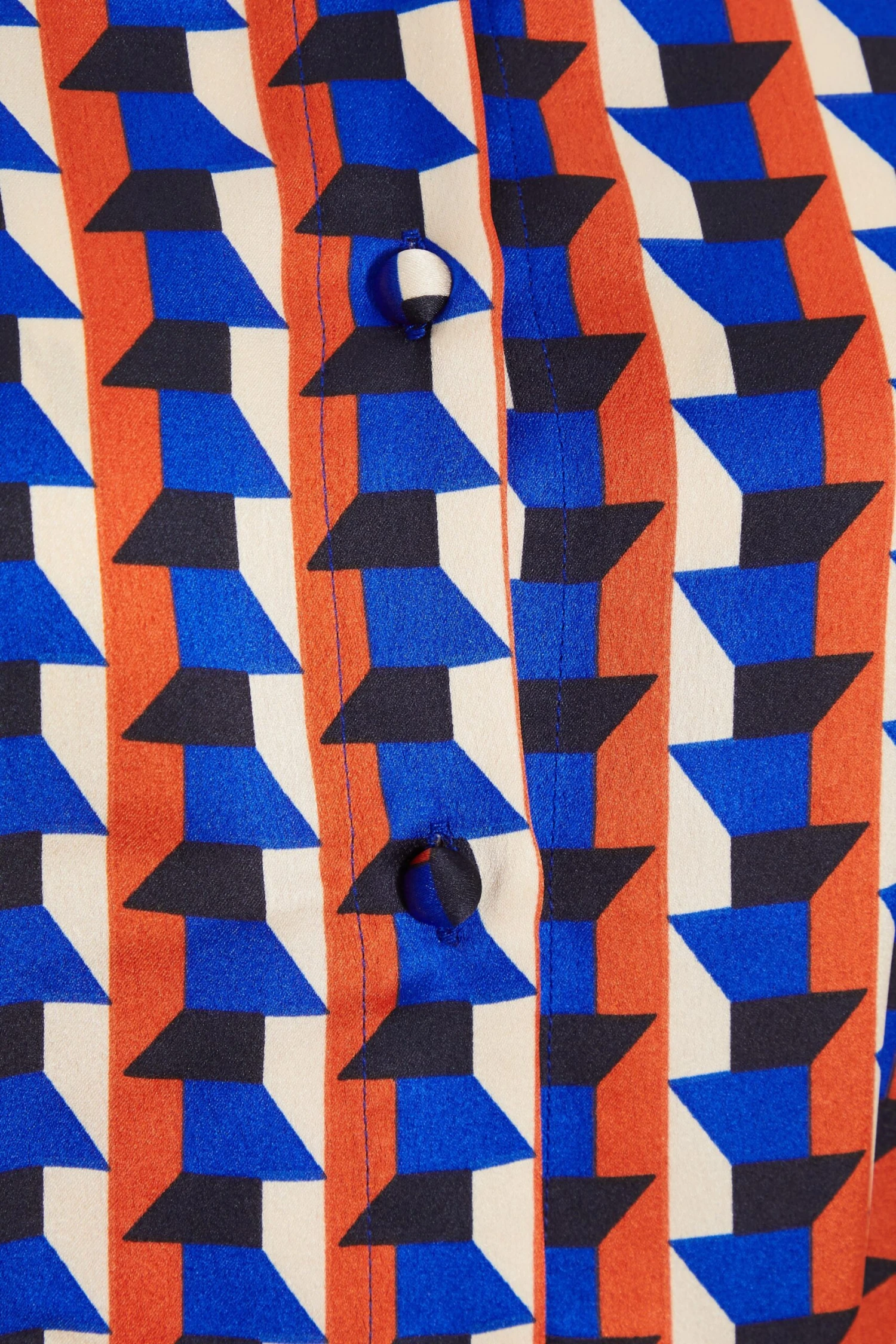 Blue Satin Geometric Mini Shirt Dress 6 Blue Satin Geometric Mini Shirt Dress - Image 6