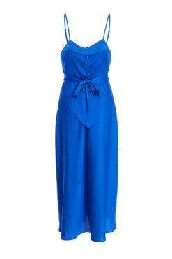 Royal Blue Satin Ruched Midi Dress 10 Royal Blue Satin Ruched Midi Dress -Women Clothing Sales Store 00100037344 ZB