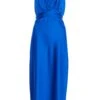 Royal Blue Satin Ruched Midi Dress -Women Clothing Sales Store 00100037344 ZM