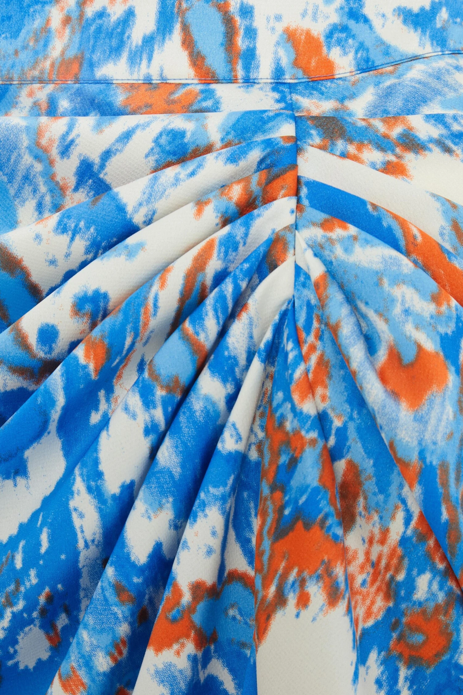 Blue Satin Aztec Print Ruched Midi Skirt 6 Blue Satin Aztec Print Ruched Midi Skirt - Image 6