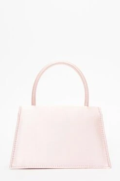 Pale Pink Satin Diamante Bow Mini Tote Bag -Women Clothing Sales Store 00100037359 ZB