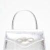 Silver Foil Diamante Bow Mini Tote Bag -Women Clothing Sales Store 00100037360 ZM