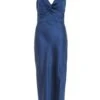 Navy Twist Front Midi Dress