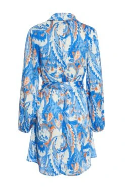 Blue Marble Print Shirt Mini Dress -Women Clothing Sales Store 00100037368 ZB