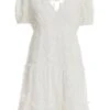 White Chiffon Floral Smock Mini Dress 13 White Chiffon Floral Smock Mini Dress -Women Clothing Sales Store 00100037383 ZM