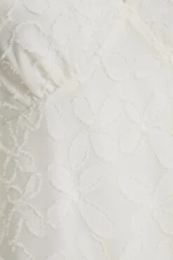 White Chiffon Floral Smock Mini Dress 11 White Chiffon Floral Smock Mini Dress -Women Clothing Sales Store 00100037383 ZS