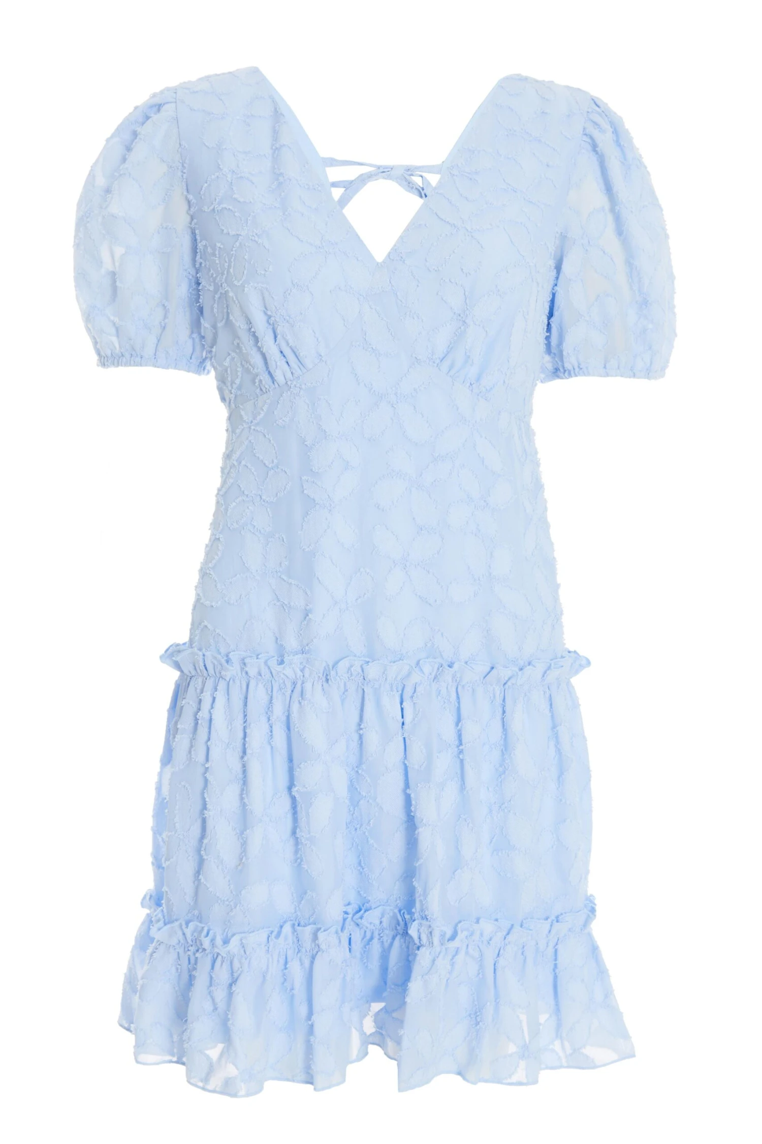 Blue Chiffon Floral Smock Mini Dress 1 Blue Chiffon Floral Smock Mini Dress