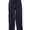 Petite Navy Pleated Wide Leg Trousers -Women Clothing Sales Store 00100037393 ZM