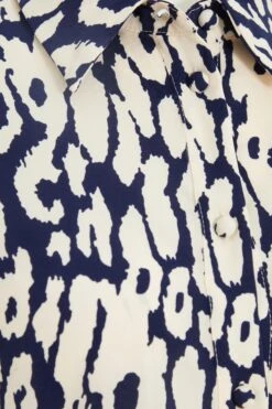 Navy Animal Print Shirt Mini Dress 11 Navy Animal Print Shirt Mini Dress -Women Clothing Sales Store 00100037456 ZS